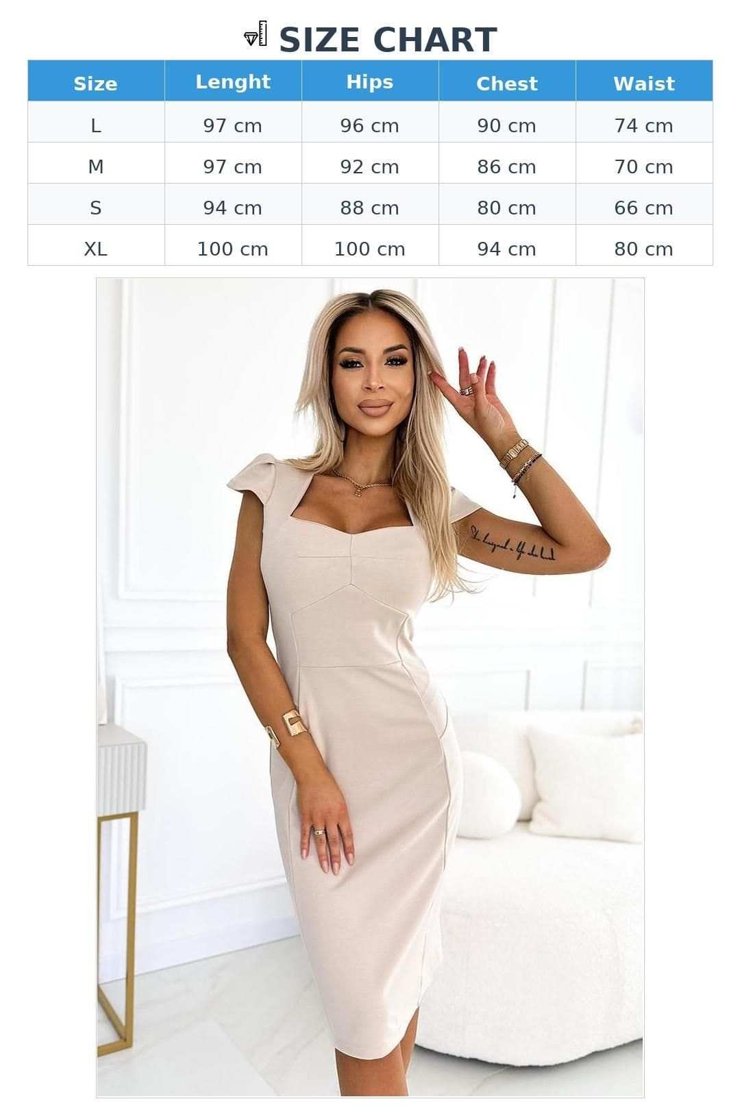 Love Lace Love Lace Women's Beige Elegant Stretch Day Dress with Crew Neck - 4