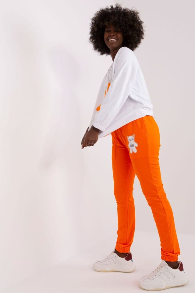 Love Lace Love Lace Women's Teddy Bear Print Sweatshirt & Pants Set in Orange - 3