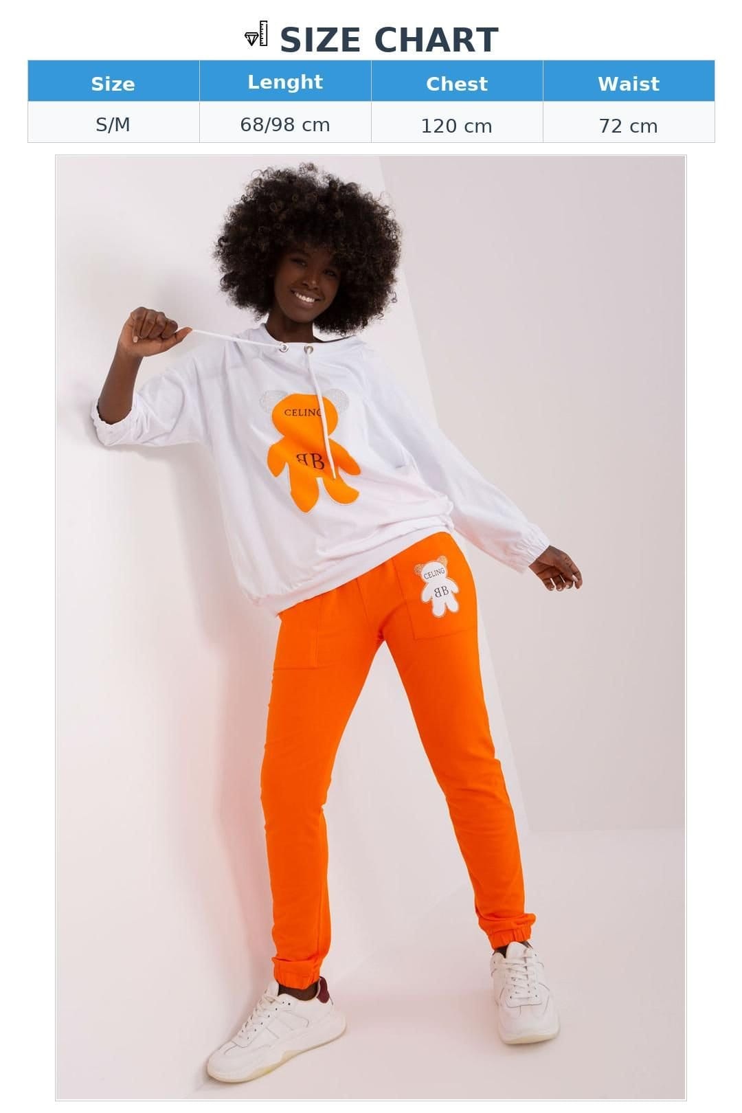 Love Lace Love Lace Women's Teddy Bear Print Sweatshirt & Pants Set in Orange - 4