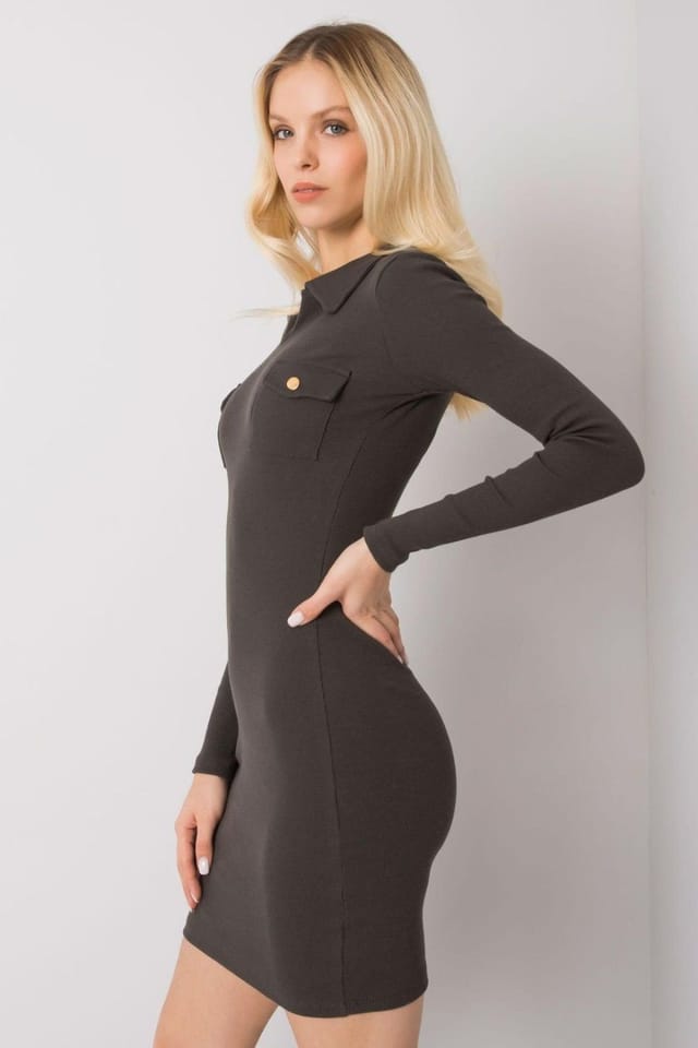 Love Lace Love Lace Women's Ribbed Heart Neck Long Sleeve Pencil Dress Style 175443 in Green - 2
