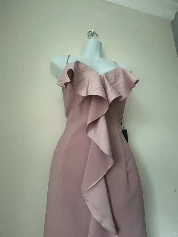 Adrianna Papell New (with tags) Ruffle Front Crepe Back Satin Gown UK 10