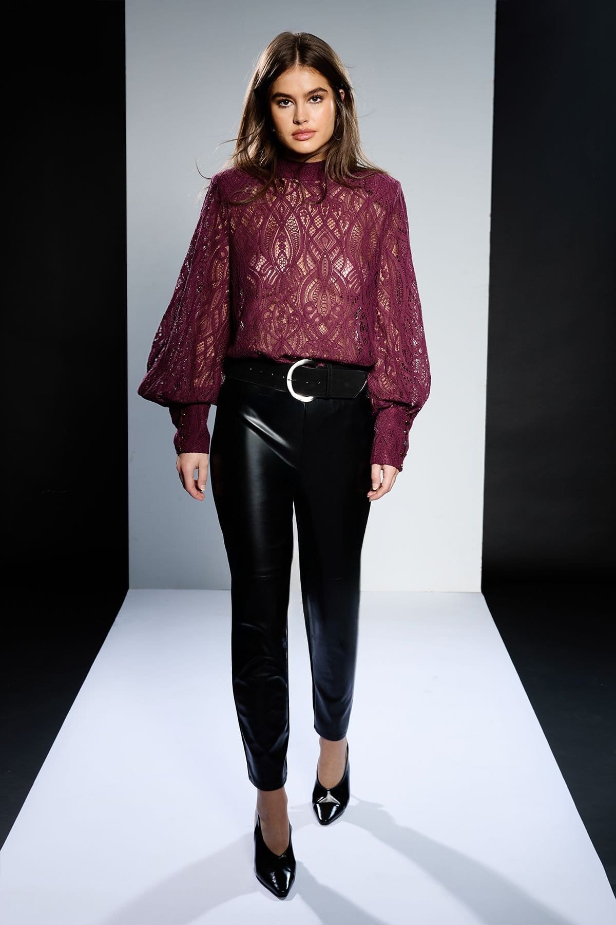RUNWAY 1.8.1.8 RUNWAY 1.8.1.8 Women's Faux Leather Ponte Mix Skinny Trouser in Black - 1