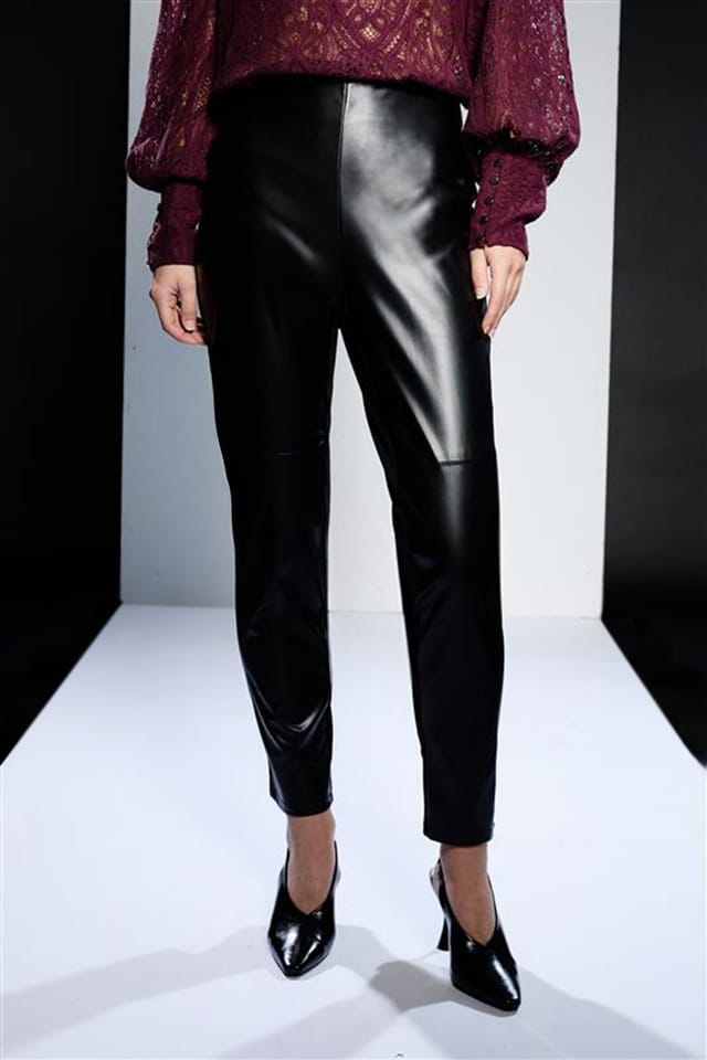 RUNWAY 1.8.1.8 RUNWAY 1.8.1.8 Women's Faux Leather Ponte Mix Skinny Trouser in Black - 2