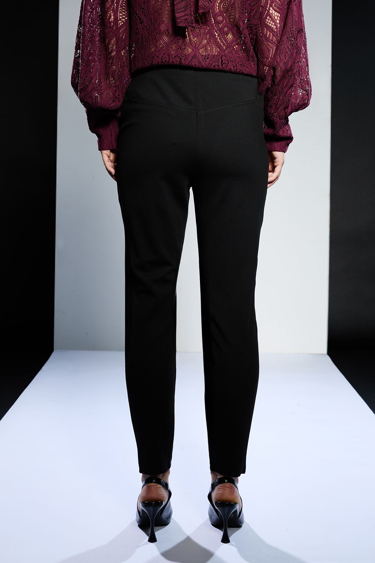 RUNWAY 1.8.1.8 RUNWAY 1.8.1.8 Women's Faux Leather Ponte Mix Skinny Trouser in Black - 3
