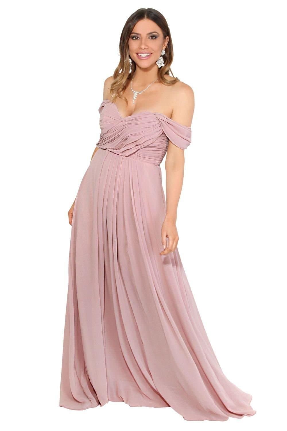 KRISP KRISP Women's Multiway Neckline Occasion Maxi Dress in Nude