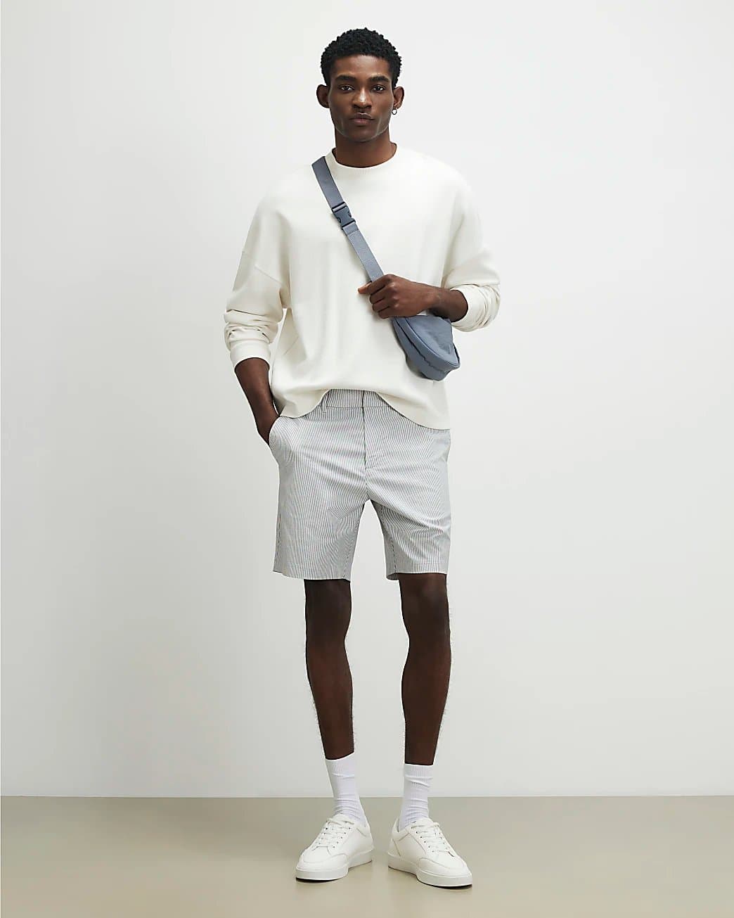 River Island Mens River Island Blue Slim Fit Stripe Shorts