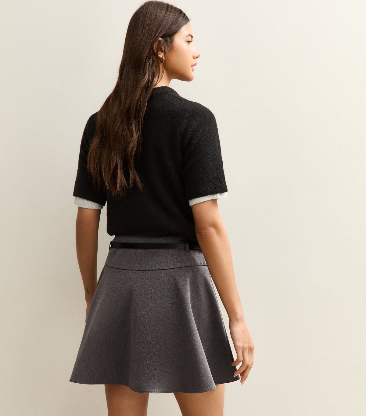 New Look Women's Dark Grey Belted Flippy Mini Skirt New Look - 4