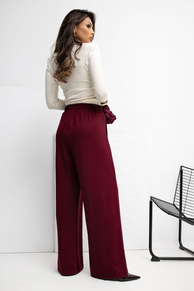 Love Lace Love Lace Women's Butter Soft Viscose Palazzo Sweatpants in Burgundy - 3