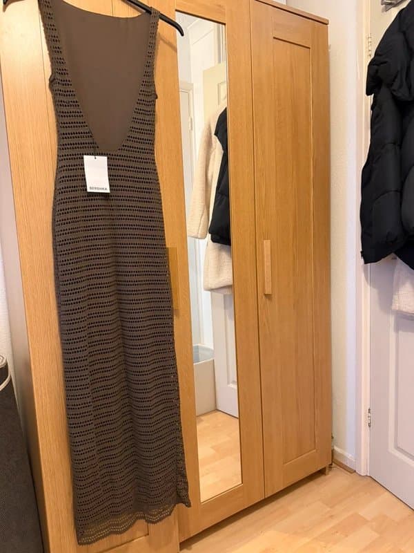 Bershka Bershka brown crochet low back maxi dress XS
