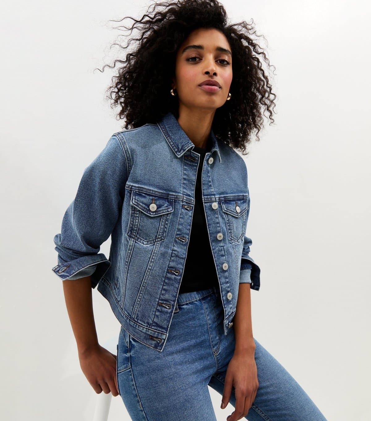 New Look Women's Blue Mid Wash Denim Jacket New Look