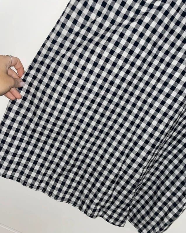 ASOS Asos Blue Black White Check Summer Dress Embroidered Pretty Summer Light Size 14 checked gingham