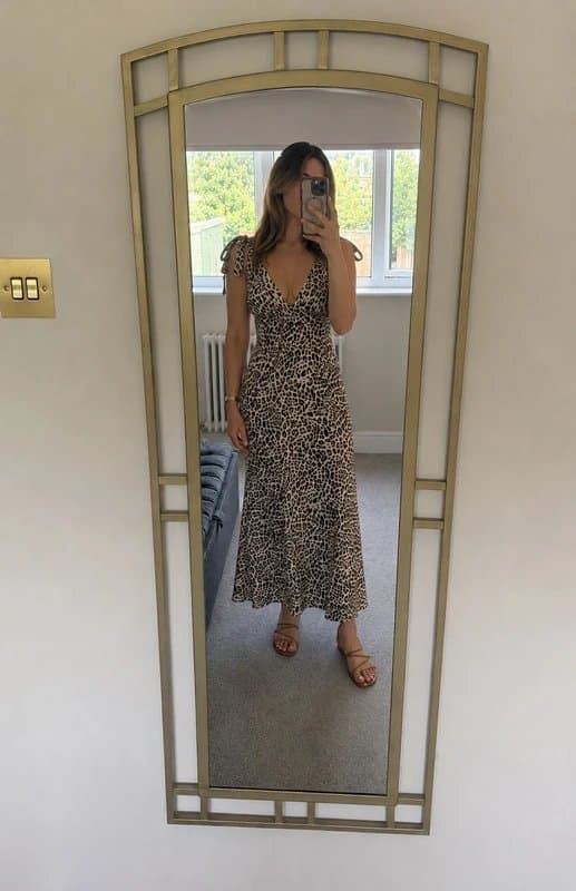 ASOS ASOS Design halter neck or tie shoulder midi maxi dress in leopard print Size 10