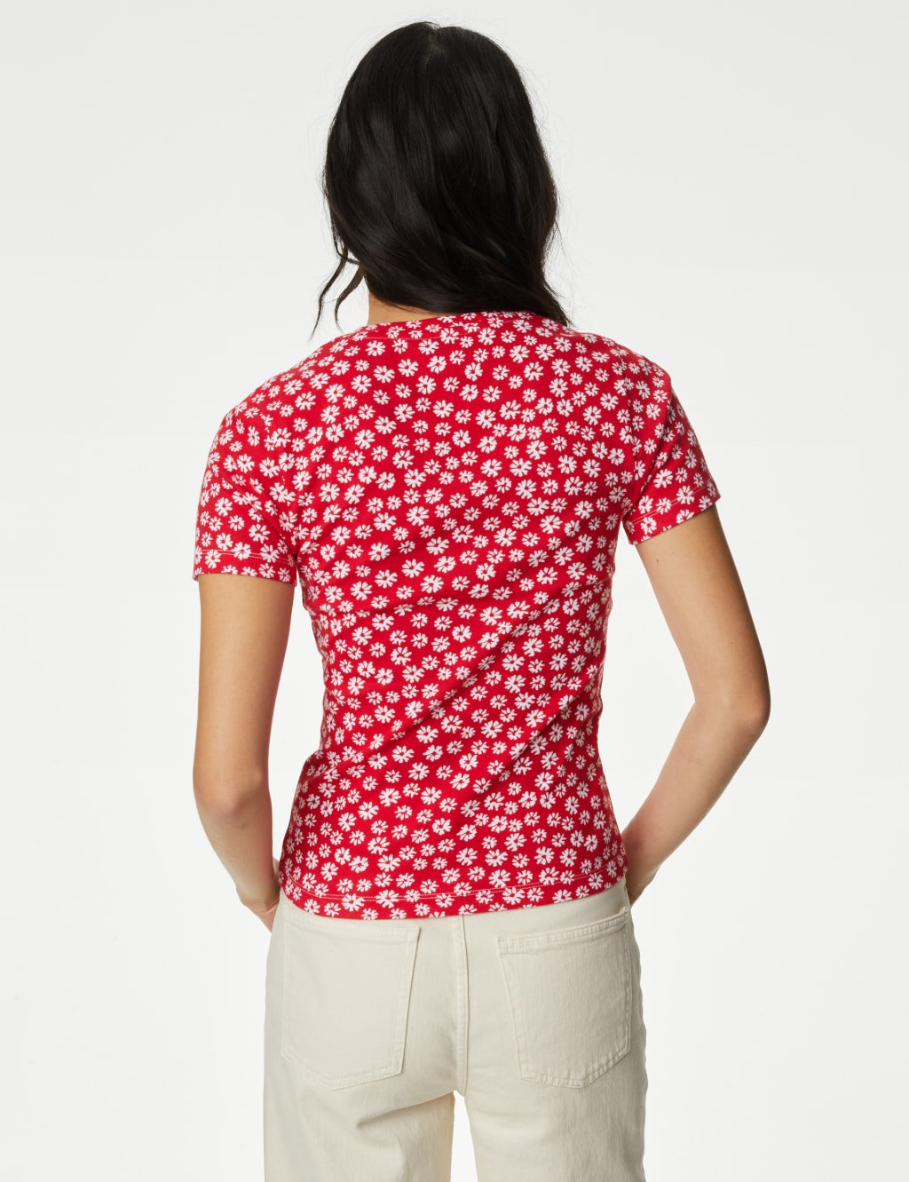 Marks & Spencer M&S Pure Cotton Printed T-Shirt Red Mix - 4