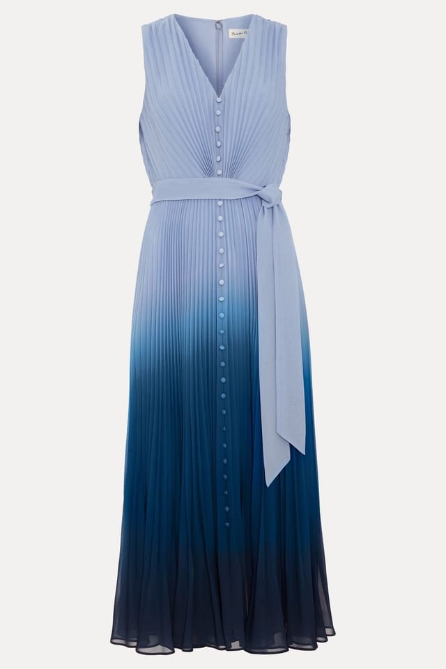 Phase Eight Phase Eight Women's Mira Pleated V-Neck Midi Dress in Blue - 2
