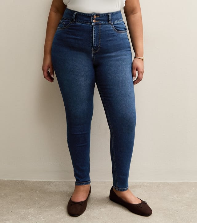 New Look Women's Plus Size Dark Blue Yazmin High Waisted Slim Leg Jeans Curves New Look - 2