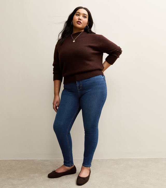 New Look Women's Plus Size Dark Blue Yazmin High Waisted Slim Leg Jeans Curves New Look - 3