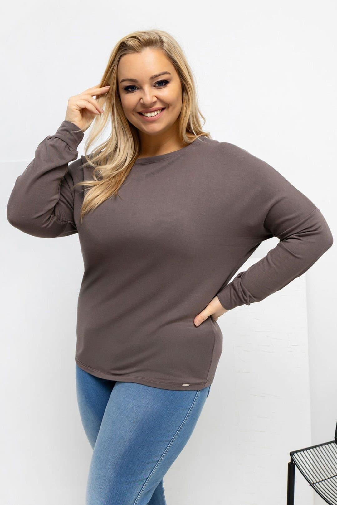 Love Lace Love Lace Women's Micro Modal Elastane Round Neck Blouse Style 223922 in Brown