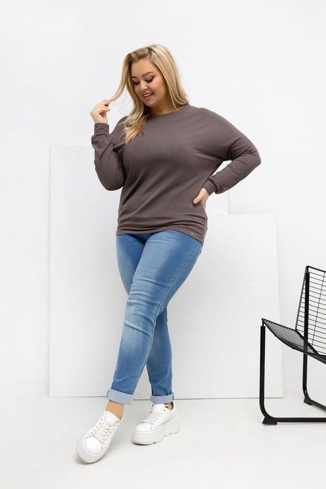 Love Lace Love Lace Women's Micro Modal Elastane Round Neck Blouse Style 223922 in Brown - 2