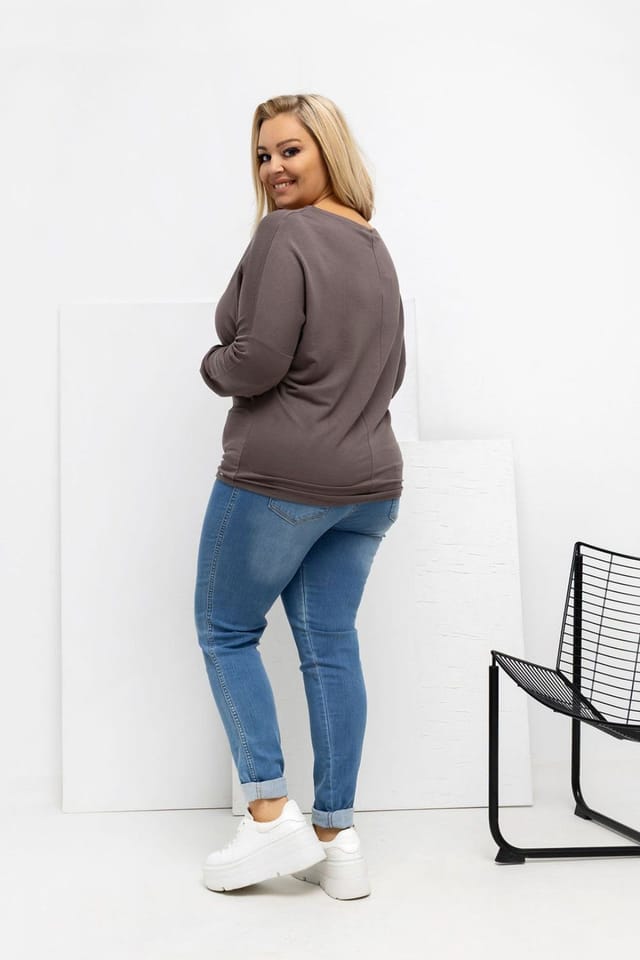 Love Lace Love Lace Women's Micro Modal Elastane Round Neck Blouse Style 223922 in Brown - 3