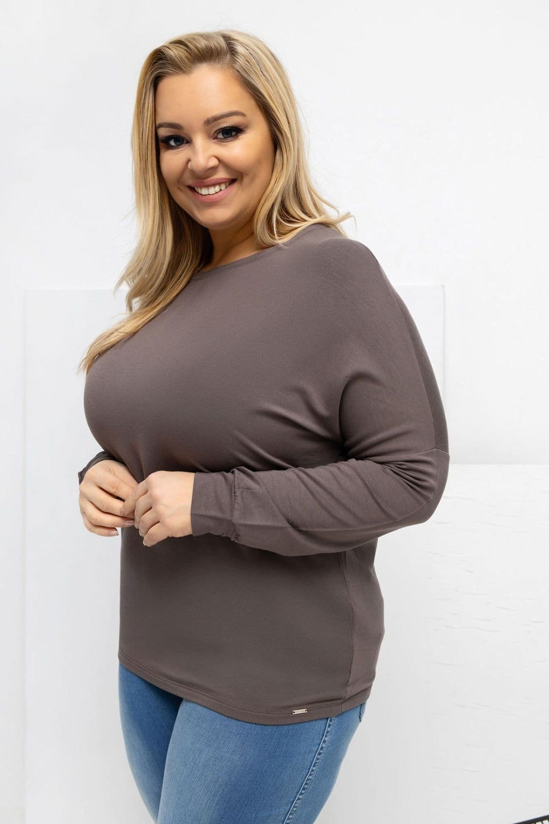 Love Lace Love Lace Women's Micro Modal Elastane Round Neck Blouse Style 223922 in Brown - 4