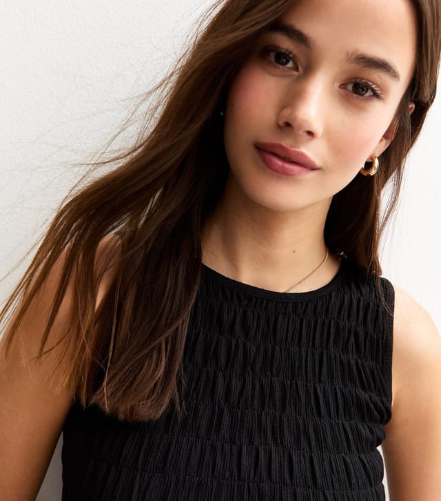 New Look Women's Black Shirred Bodice Puffball Hem Mini Dress New Look - 2