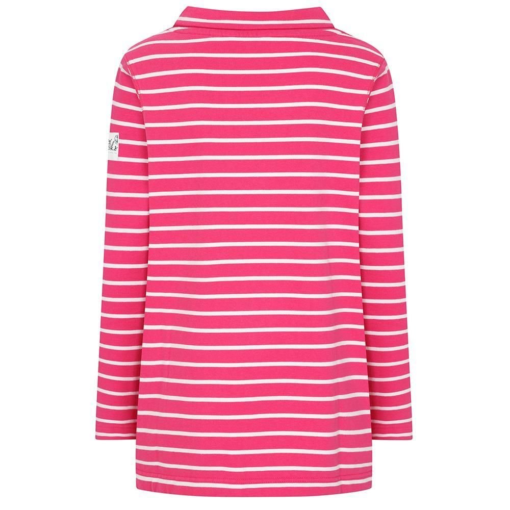 Lazy Jacks Lazy Jacks Women's Striped Roll Neck Sweatshirt in Bright Pink - 2
