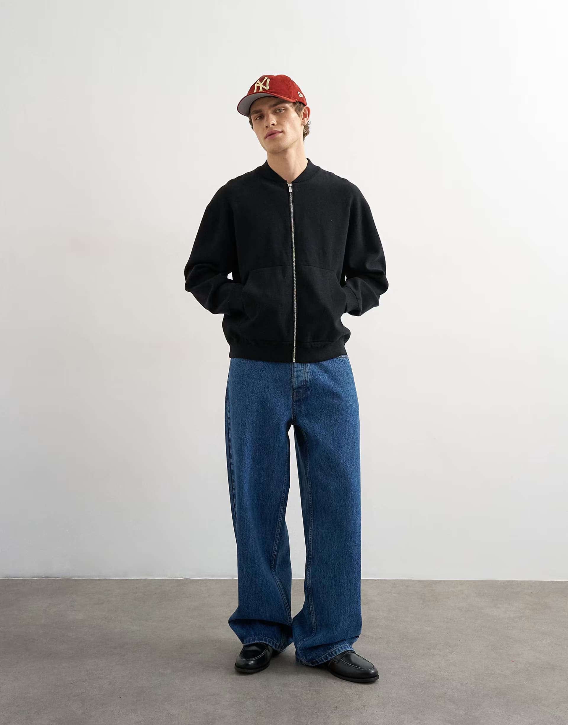 ASOS Topman premium relaxed fit knitted double zip cardigan in black