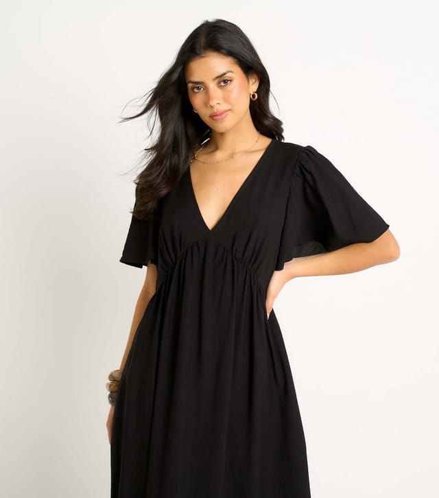 Gini London Women's Black V Neck Skater Maxi Dress Gini London New Look - 2