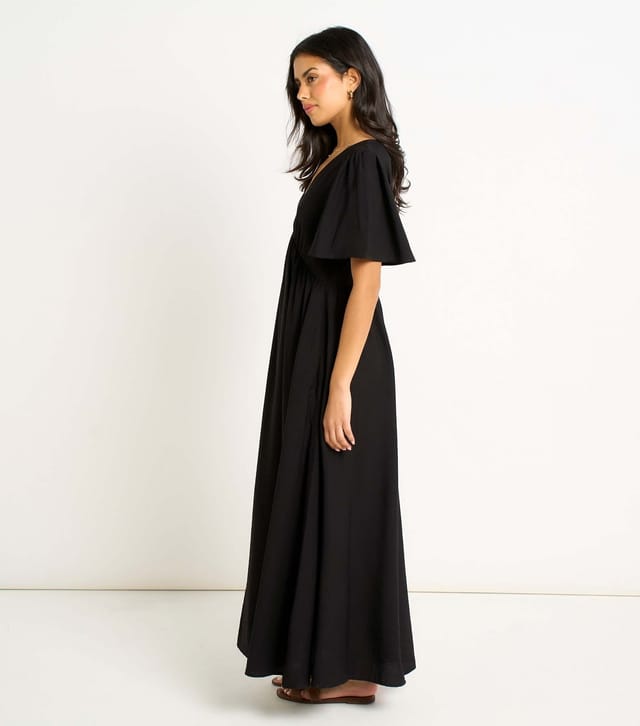 Gini London Women's Black V Neck Skater Maxi Dress Gini London New Look - 3