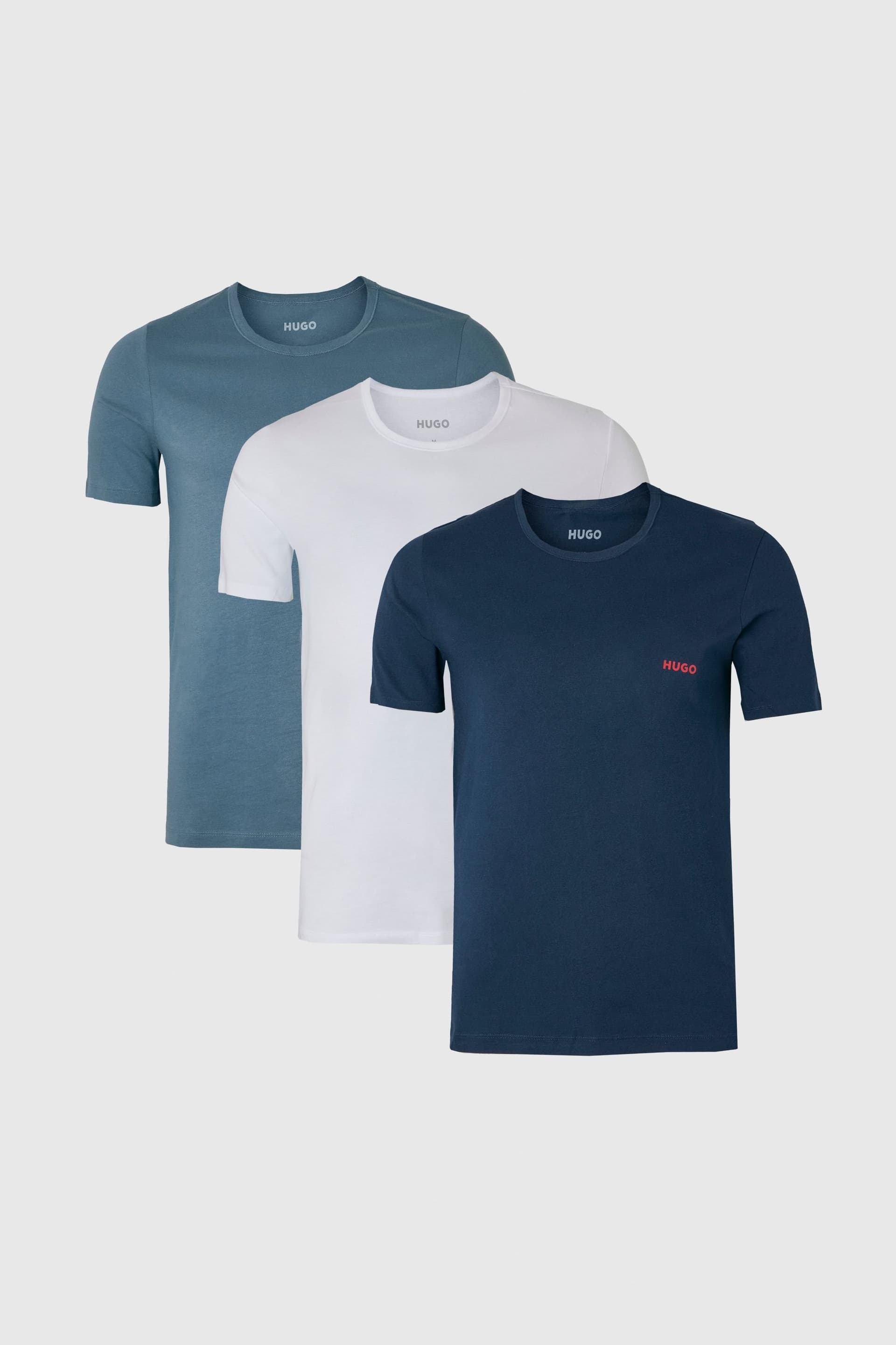 HUGO Hugo Men's T-Shirt RN Triplet P White/Blue/Navy
