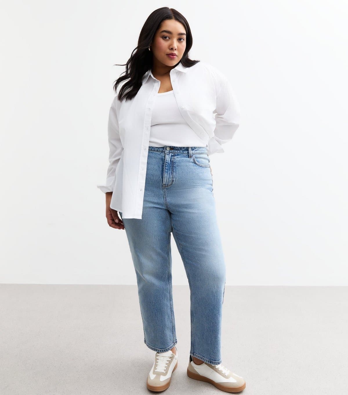 New Look Women's Plus Size Mid Blue Straight Leg Denim Jeans Curves New Look