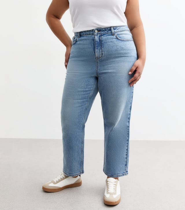 New Look Women's Plus Size Mid Blue Straight Leg Denim Jeans Curves New Look - 3