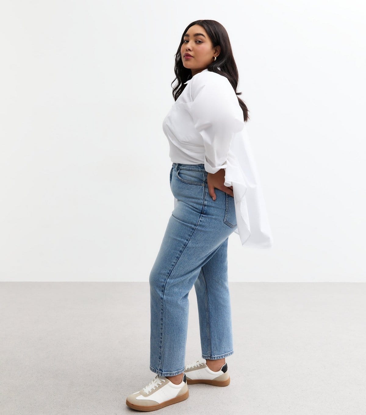 New Look Women's Plus Size Mid Blue Straight Leg Denim Jeans Curves New Look - 4