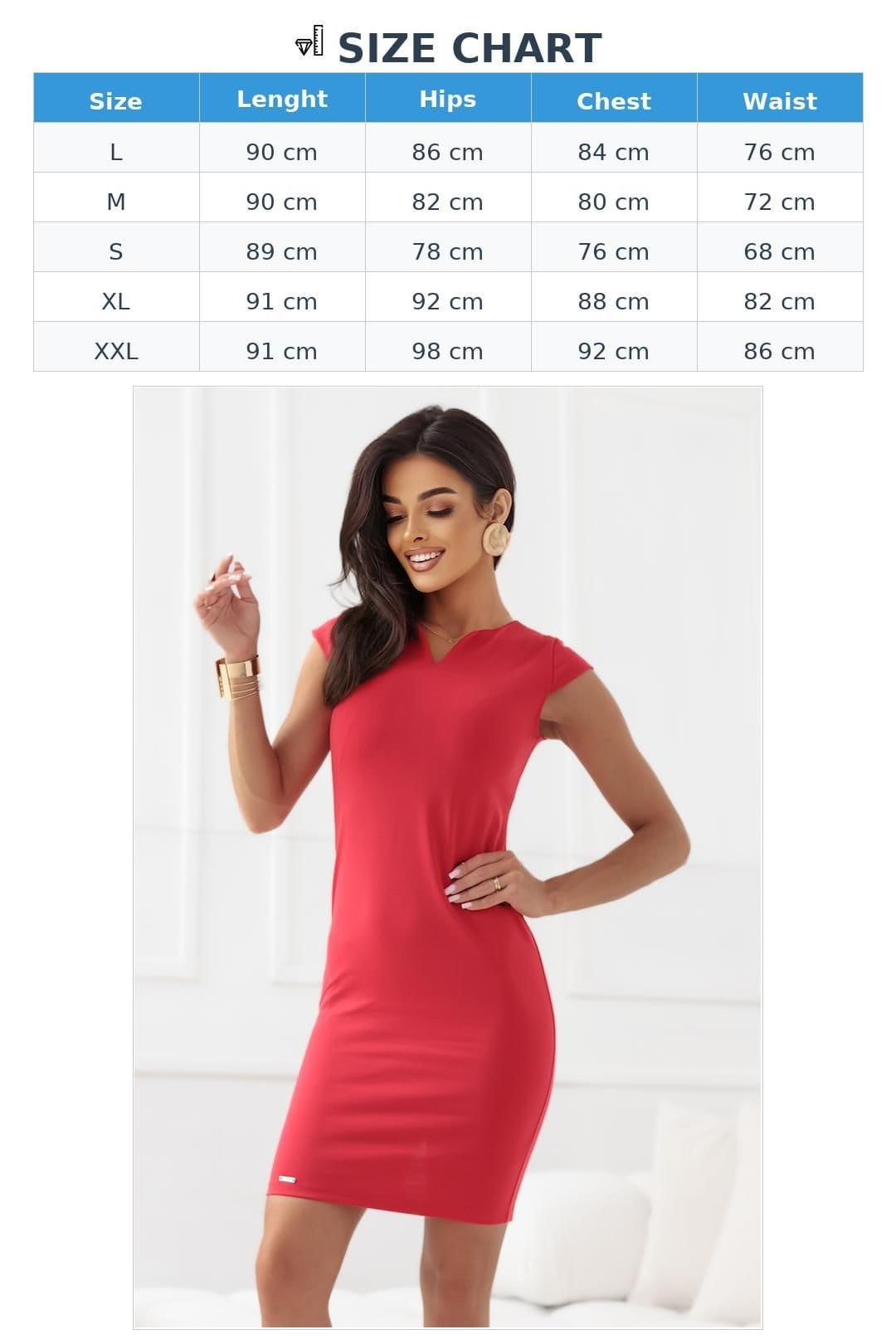 Love Lace Love Lace Women's Red Fitted V Neck Day Dress Made in Poland - 4