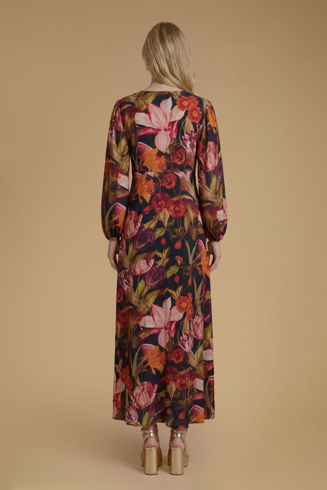Oasis Oasis Women's Volume Sleeve Printed Viscose Midaxi Dress - 2