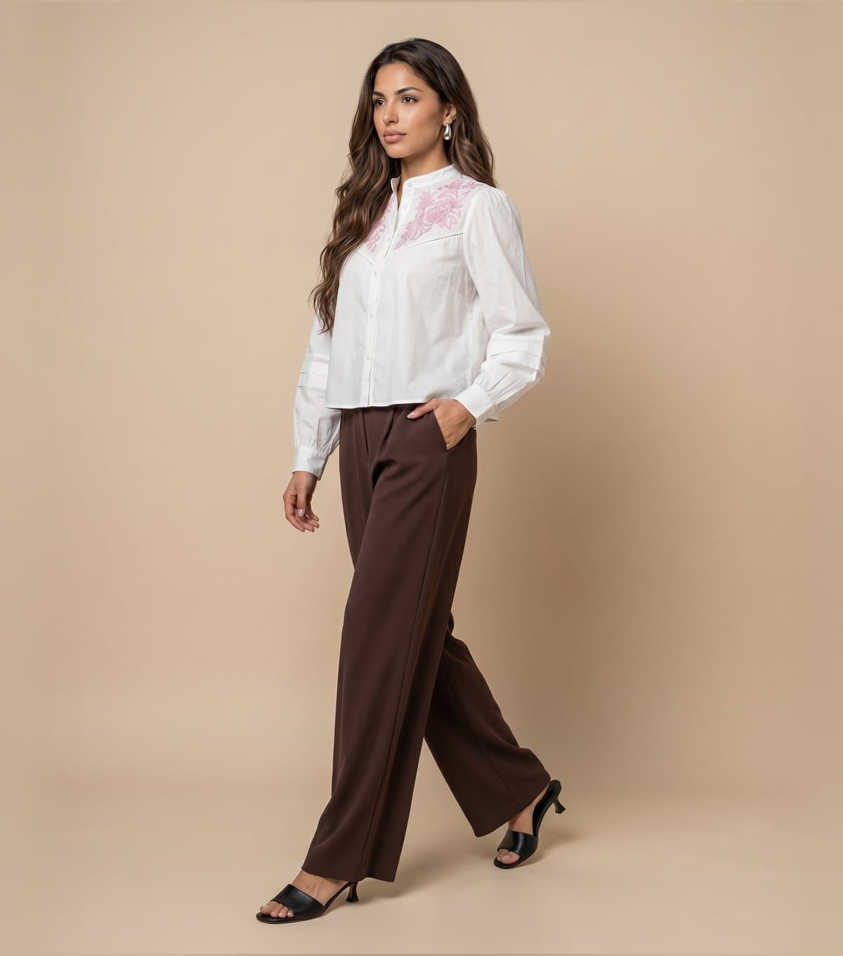 Urban Bliss Urban Bliss Light Pink Floral Embroidered Shirt
