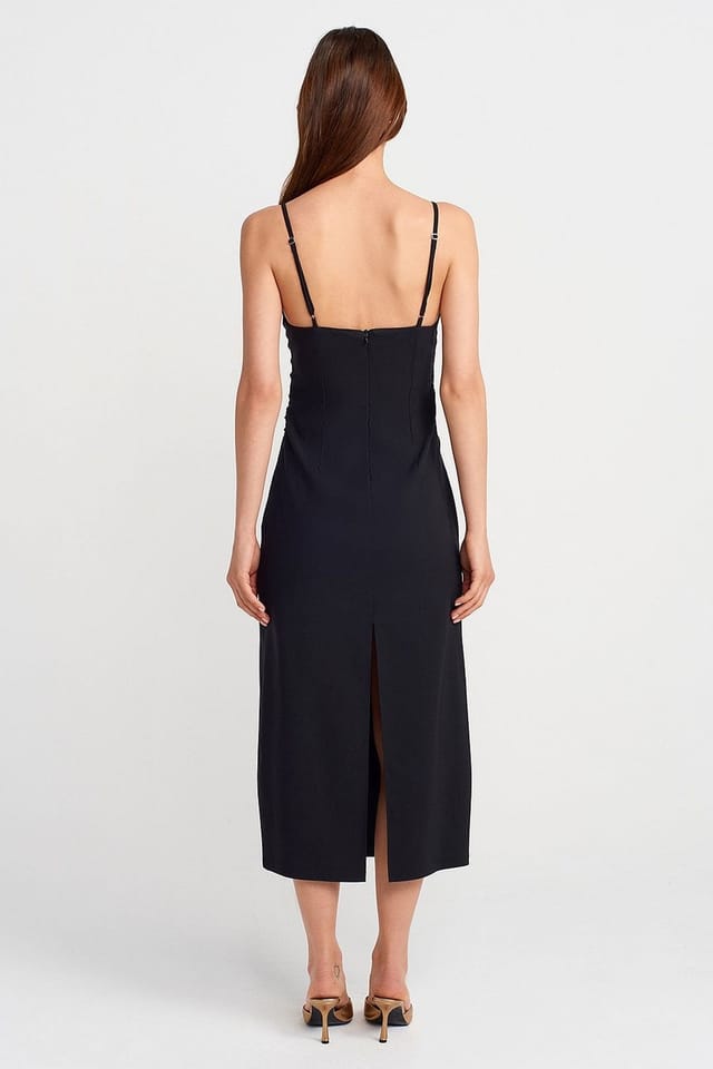Dilvin Dilvin Women's Sleeveless Bodycon Midi Dress in Black - 2