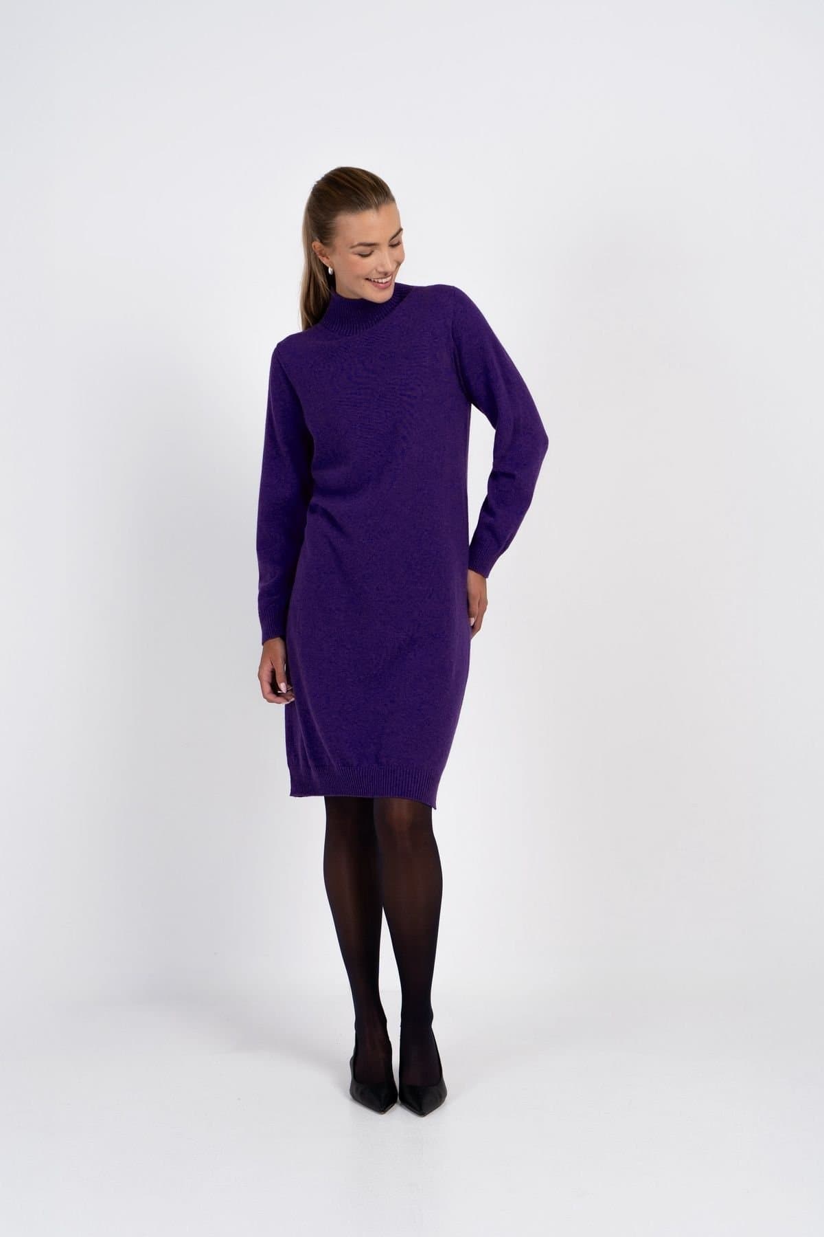 Kettlewell Kettlewell Women's Turtle Neck Knitted Dress in Purple