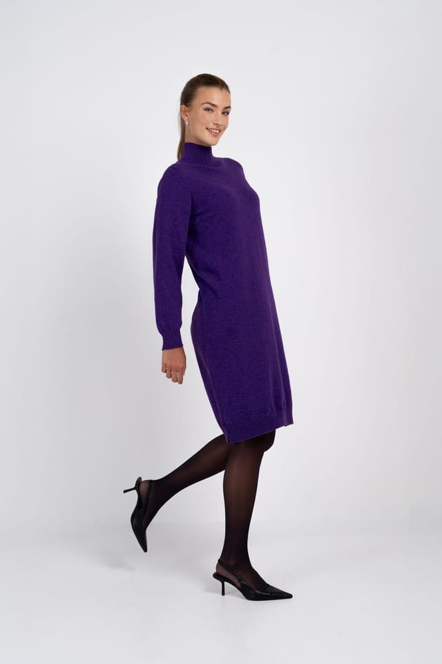 Kettlewell Kettlewell Women's Turtle Neck Knitted Dress in Purple - 3