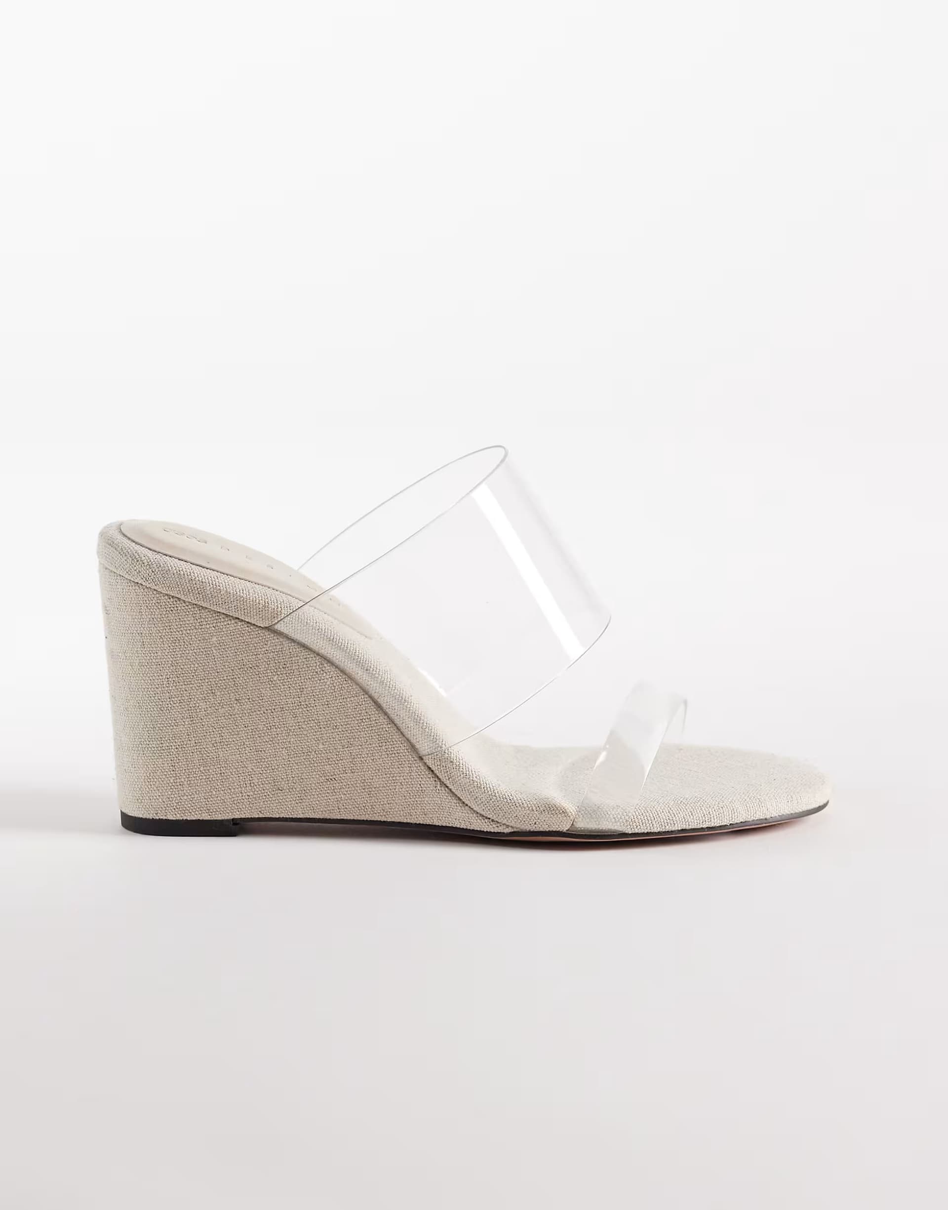 ASOS ASOS DESIGN Hennie double  strap mid heeled wedges in clear