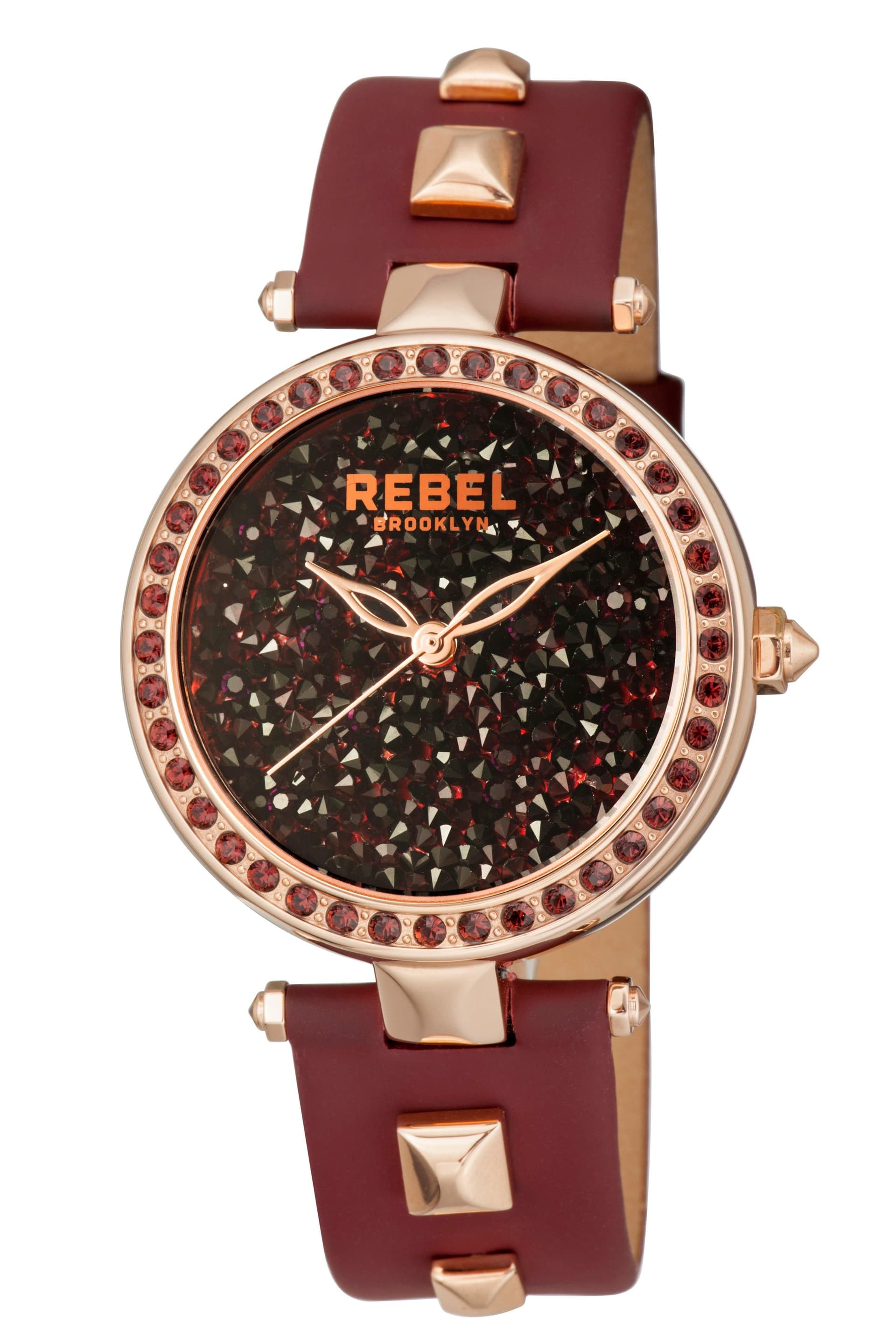 Rebel Rebel Women's Rockaway Parkway Burgundy/Black Dial Leather Watch in Black