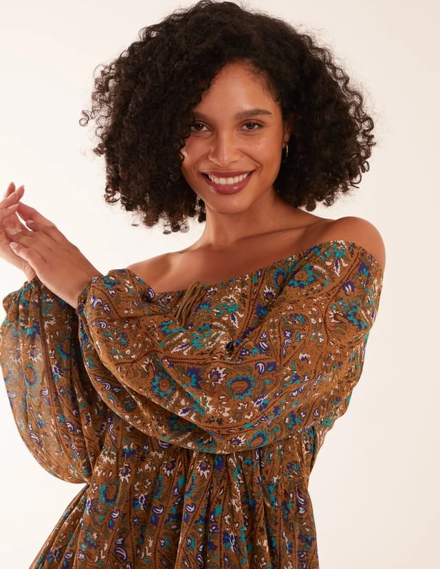 Blue Vanilla Bardot Neck Mini Trapeze Dress - 3