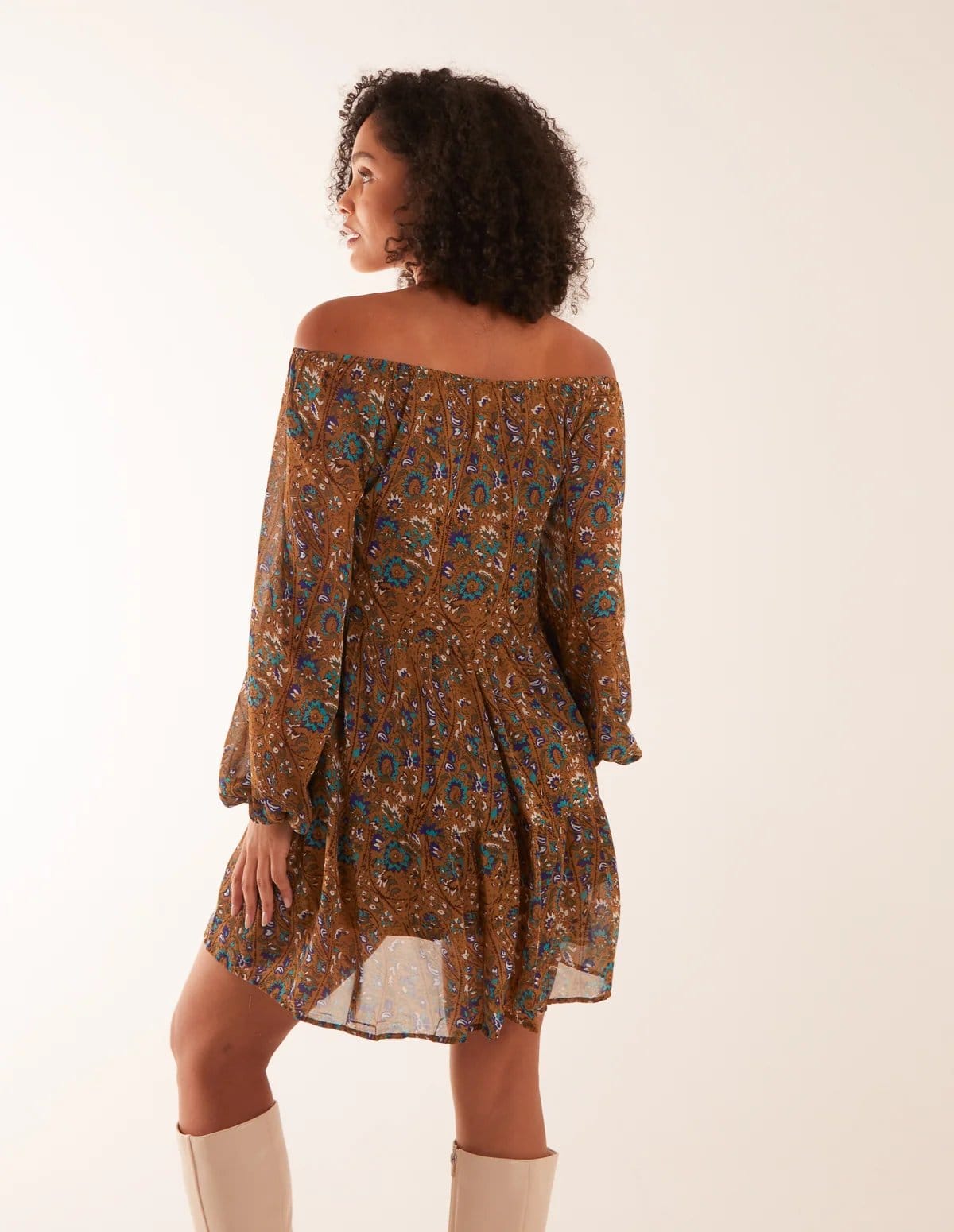 Blue Vanilla Bardot Neck Mini Trapeze Dress - 4