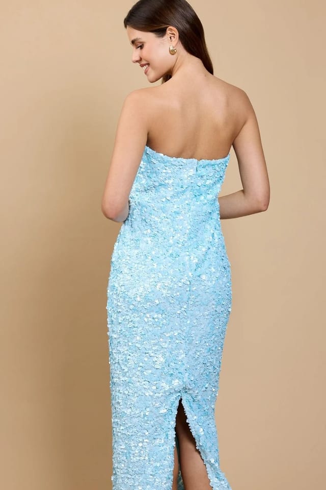 Little Mistress Little Mistress Women's Pale Blue Sequin Midaxi Dress - 2