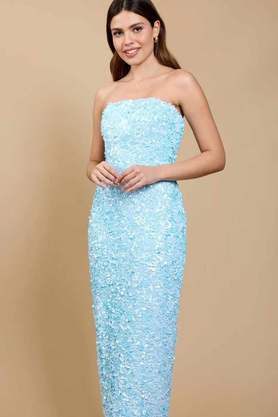 Little Mistress Little Mistress Women's Pale Blue Sequin Midaxi Dress - 4