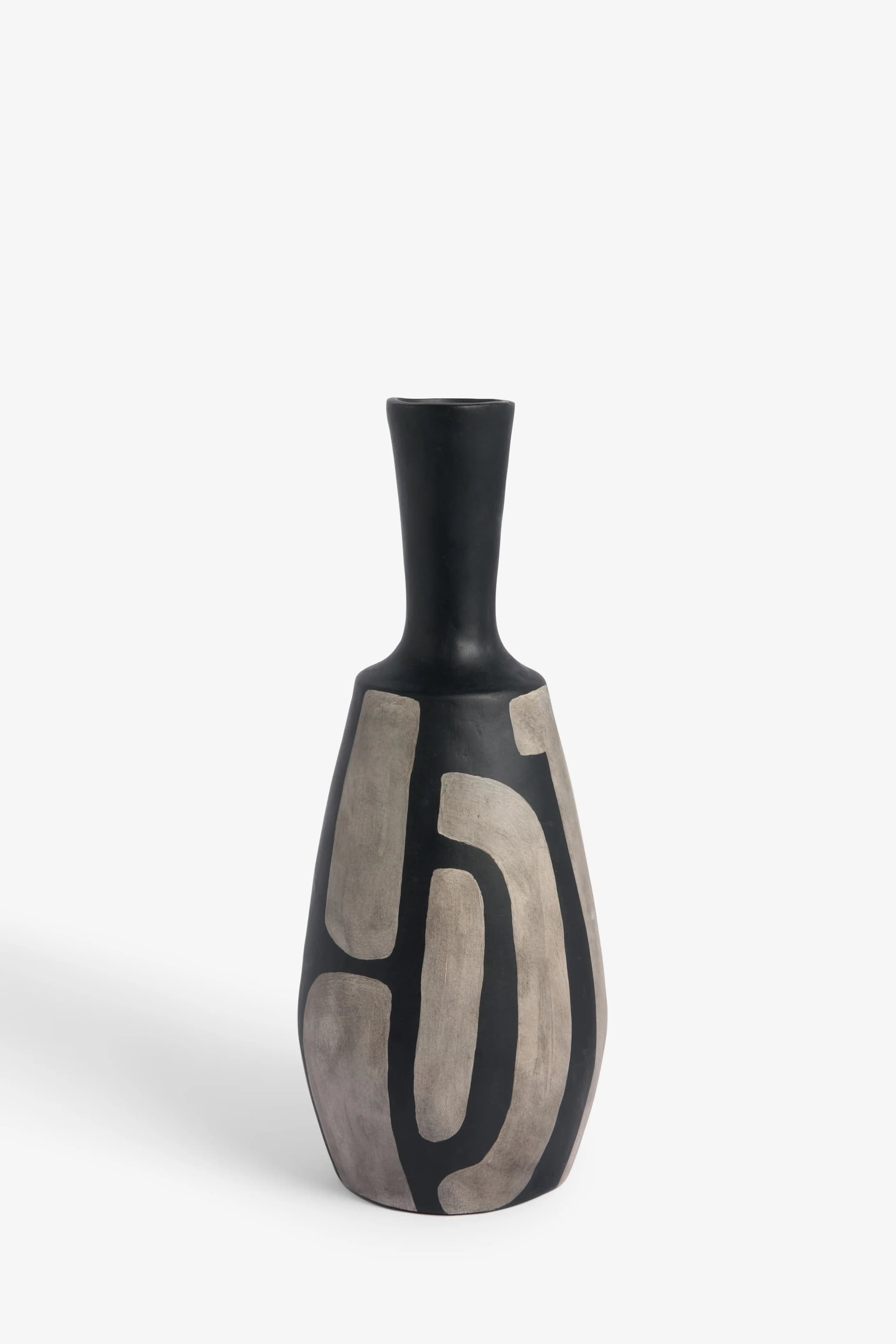 French Connection Hand Painted Papier Mache Vase Black/Grey