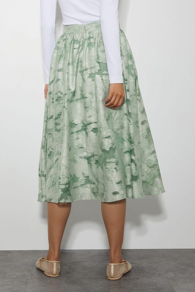 Monsoon Monsoon Women's Josie Floral Jacquard Midi Skirt Green - 3