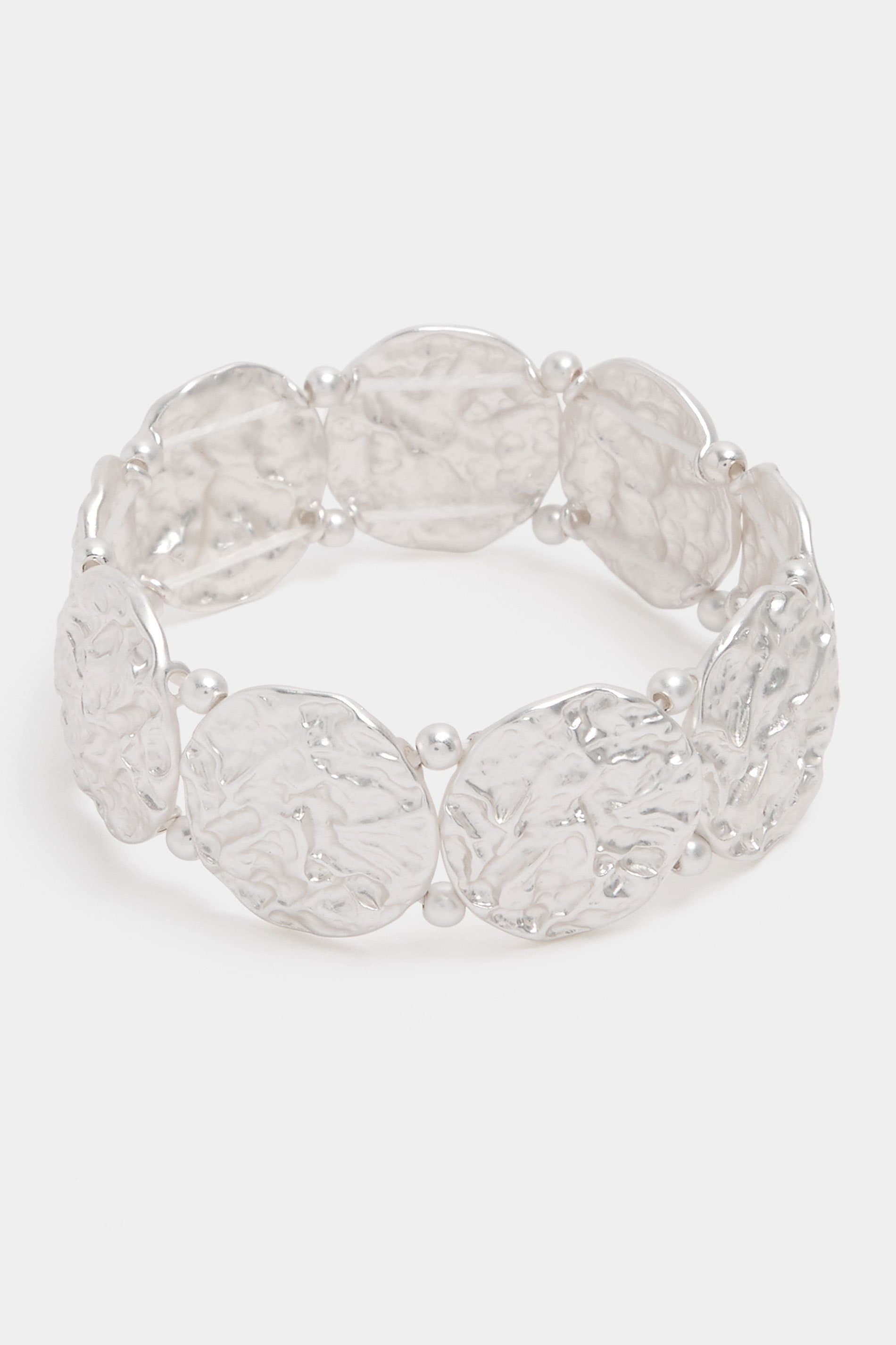 Yours Silver Tone Molten Disc Stretch Bracelet