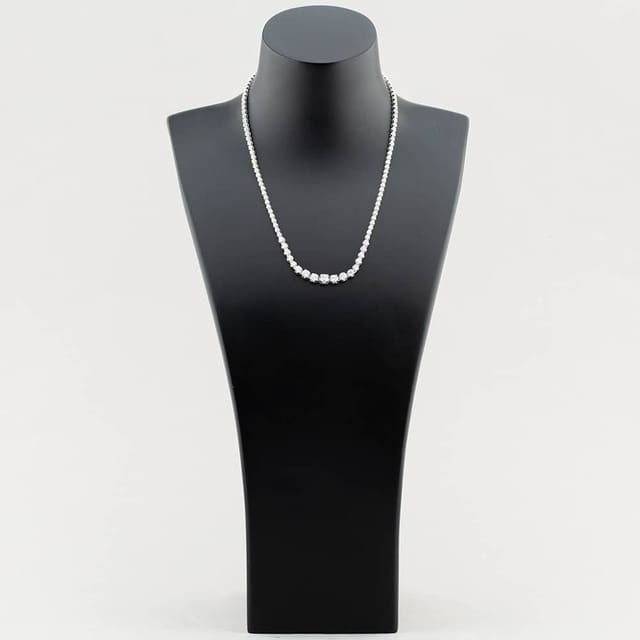 T.H.Baker T.H.Baker Women's 9ct White Gold Certificated Laboratory-Grown 5.00ct Brilliant Cut Diamond Tennis Necklace LGN23469-500SFN (WG) - 2