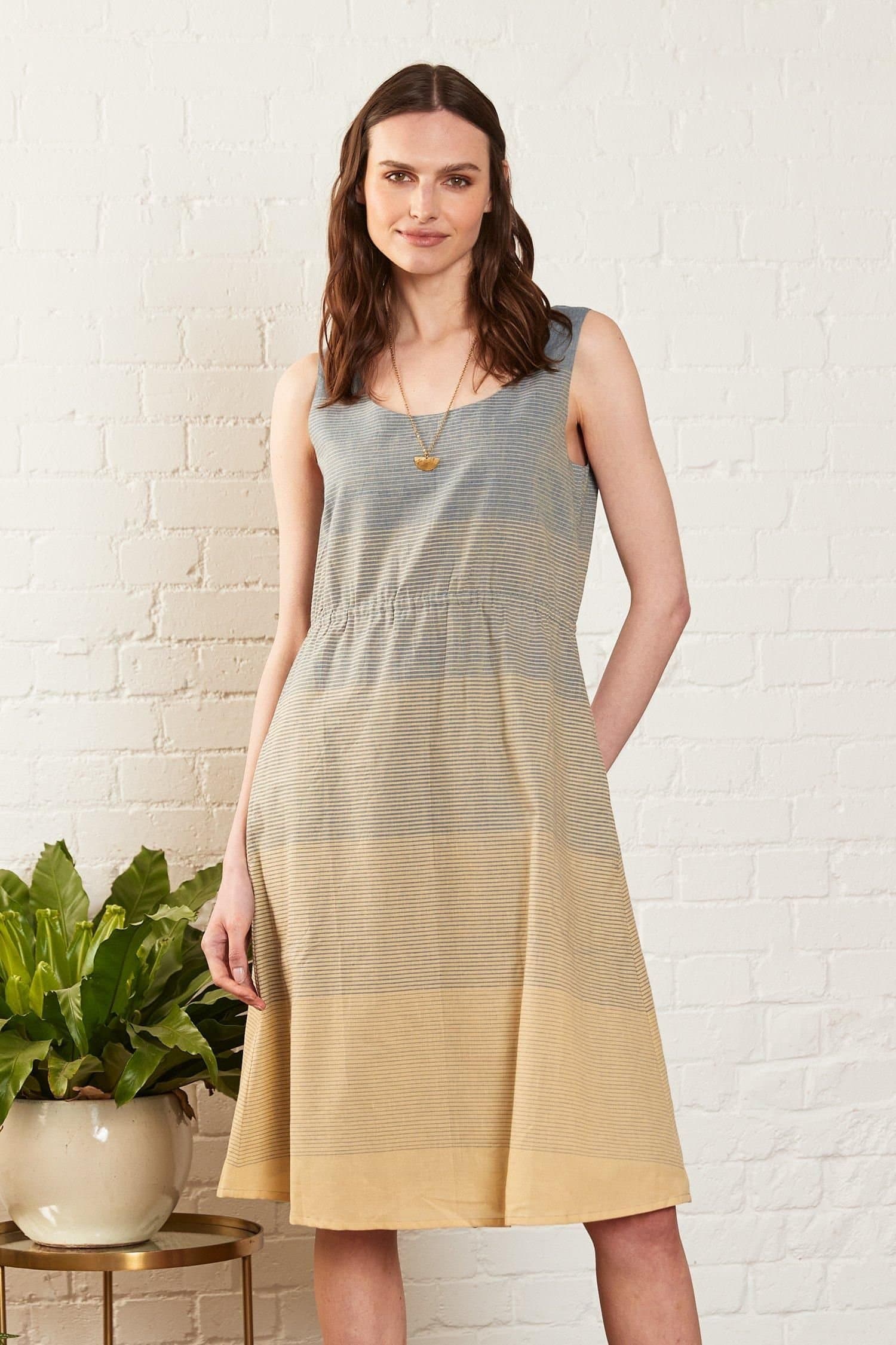 Nomads Clothing Nomads Clothing Beige Striped Cotton Dress